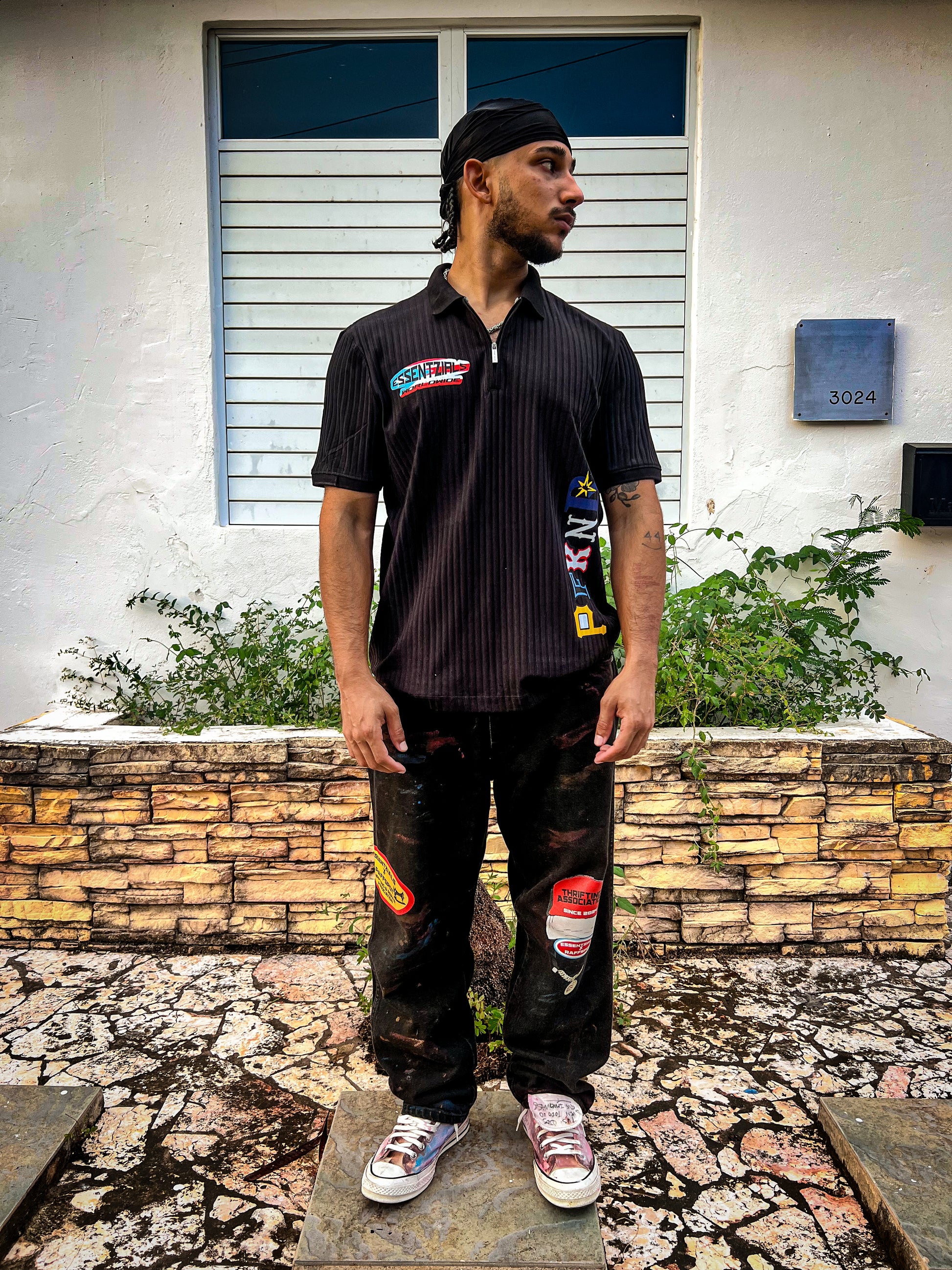 P FKN R ZIP UP BLACK TEE