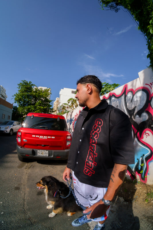 WELCOME TO THE CALENTON BLACK BUTTON TEE