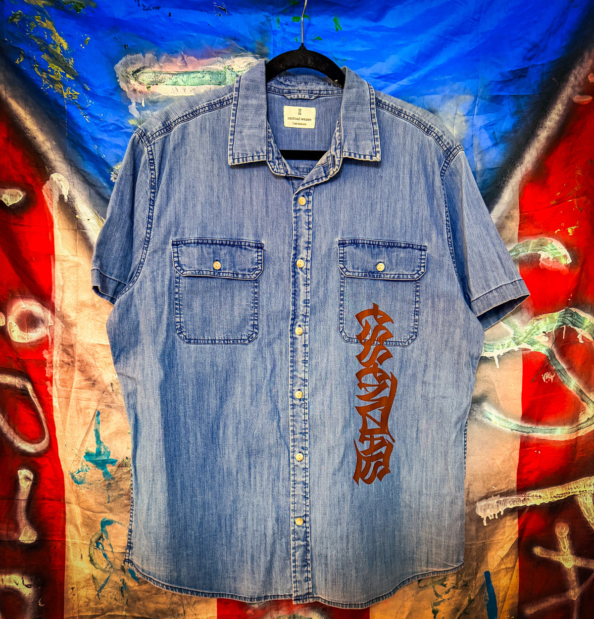 FLORAL CHAKRA DENIM BUTTON UP