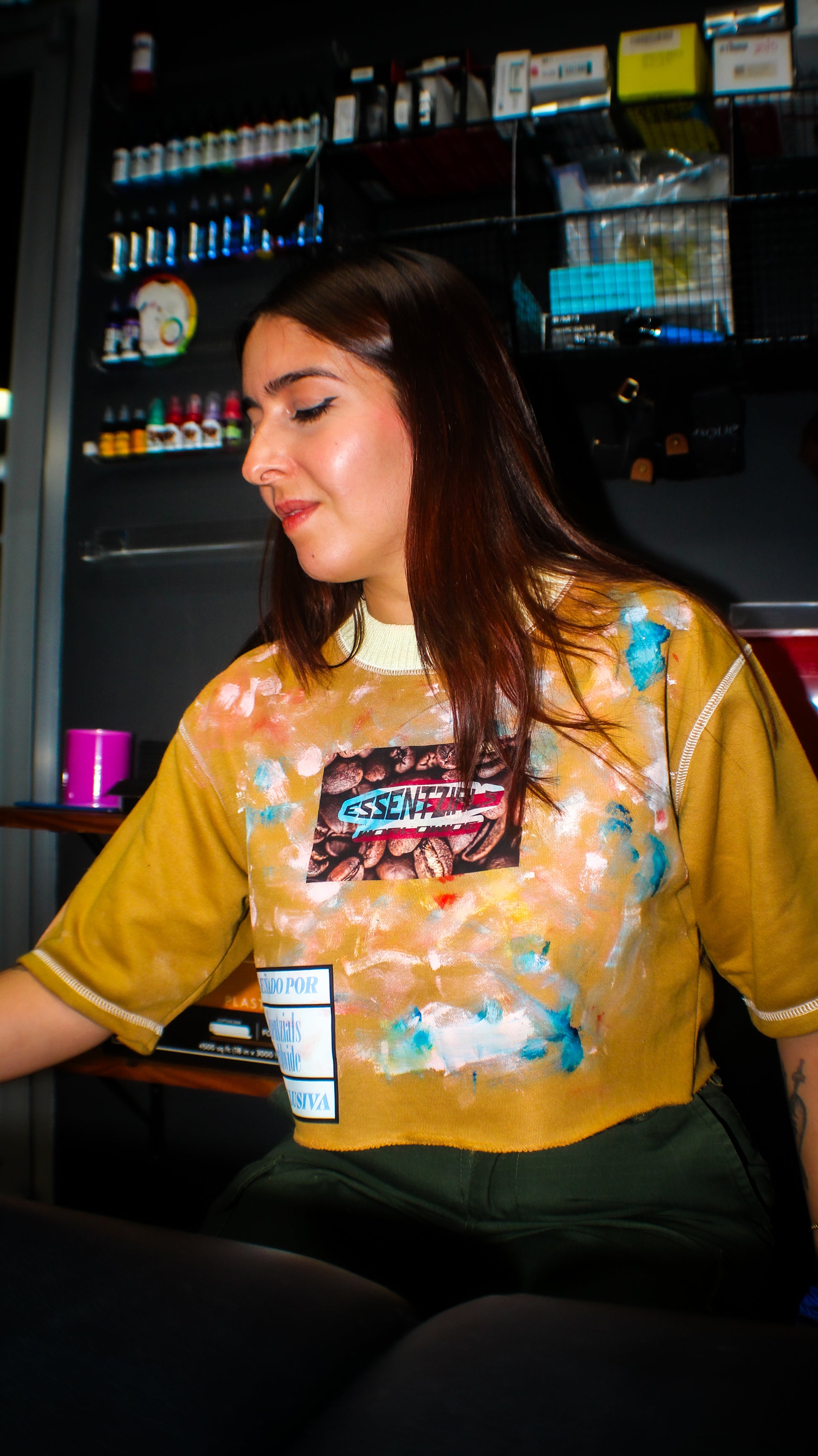 CAFETERA SPLATTER CROP TOP