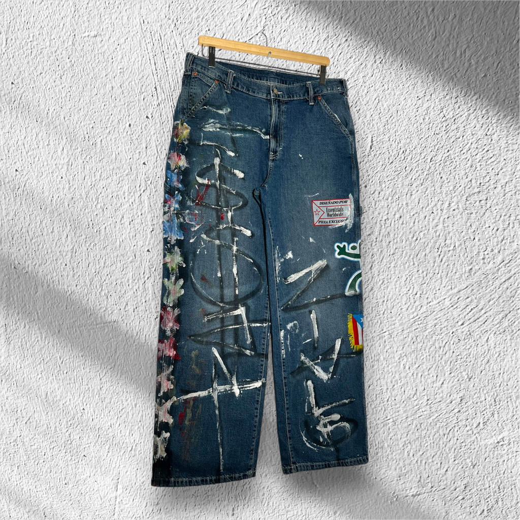 ESSENTZIALS — “CARPENTER GRAFFITI DENIM” ART PANTS
