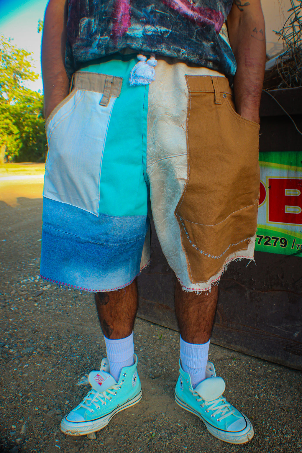 1/1 RECONSTRUCTED DENIM FABRICS PANTS