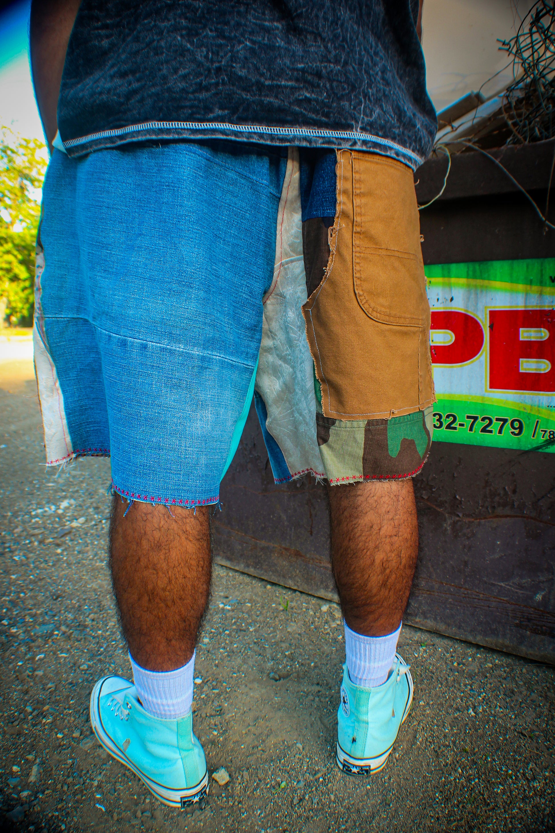 1/1 RECONSTRUCTED DENIM FABRICS PANTS