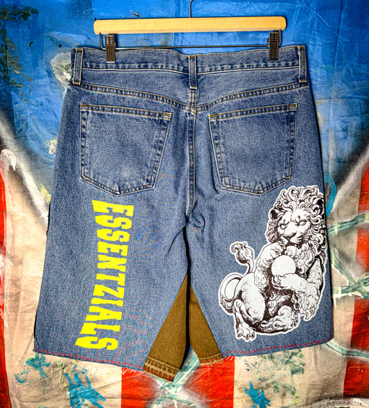 ESSENTZIALS PERRE PATCHWORK DENIM JORTS