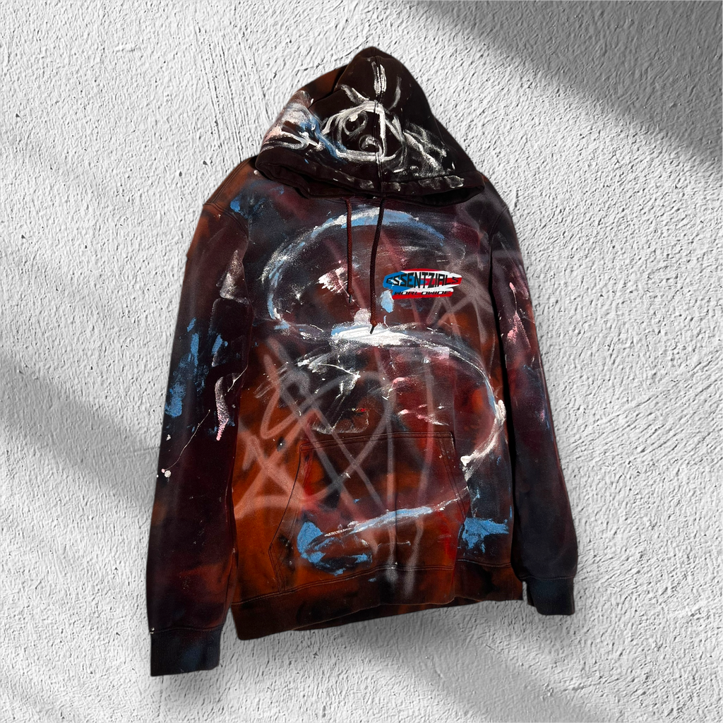 ESSENTZIALS x STÜSSY — “MIDNIGHT RIOT” HAND-PAINTED HOODIE