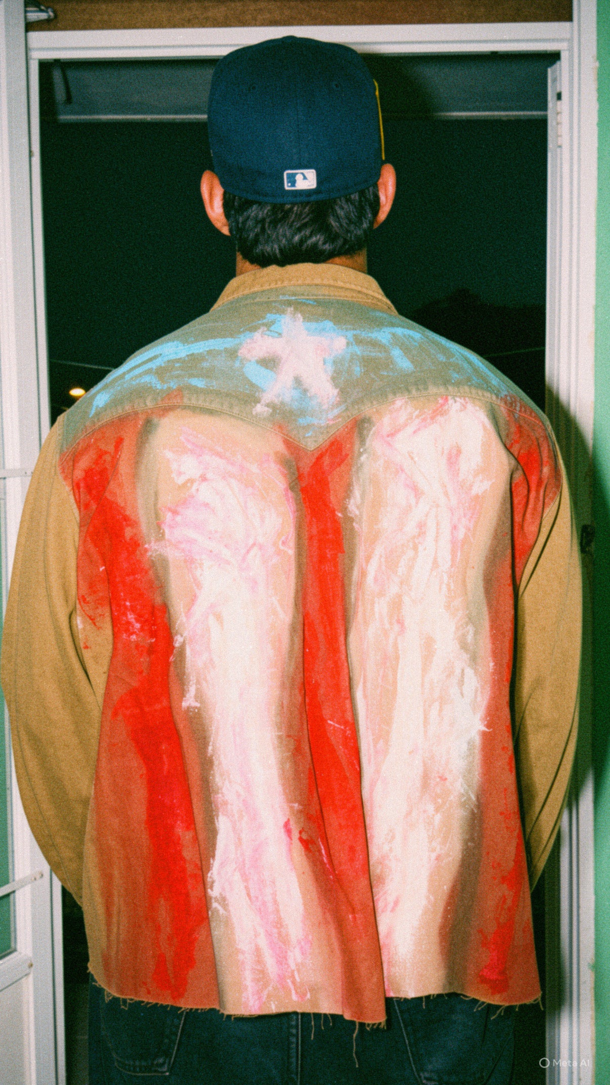 HAND PAINTED PR FLAG BUTTON UP