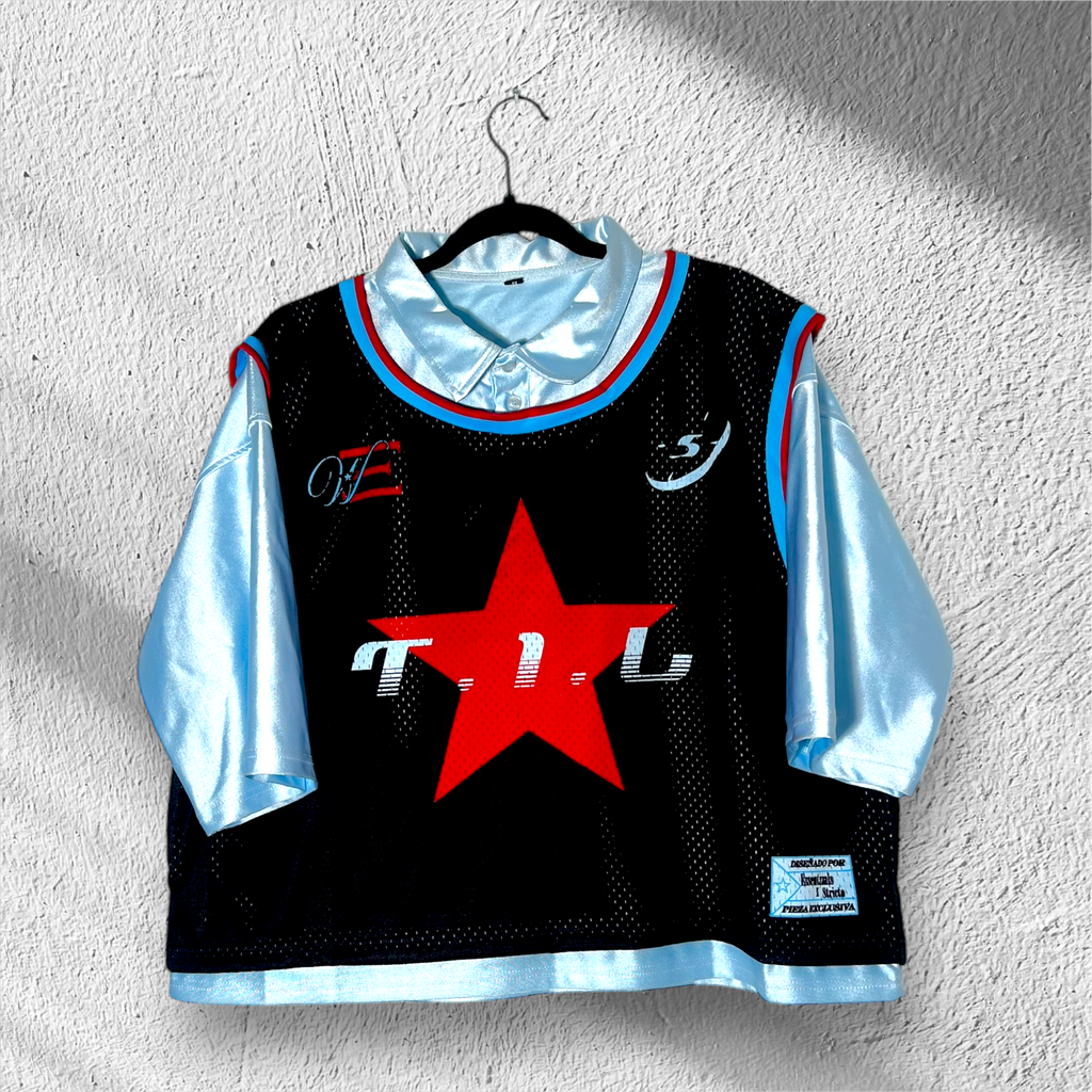 ESSENTZIALS “LIGHT BLUE EDITION” CUSTOM MESH JERSEY – BOXY CROP (S)