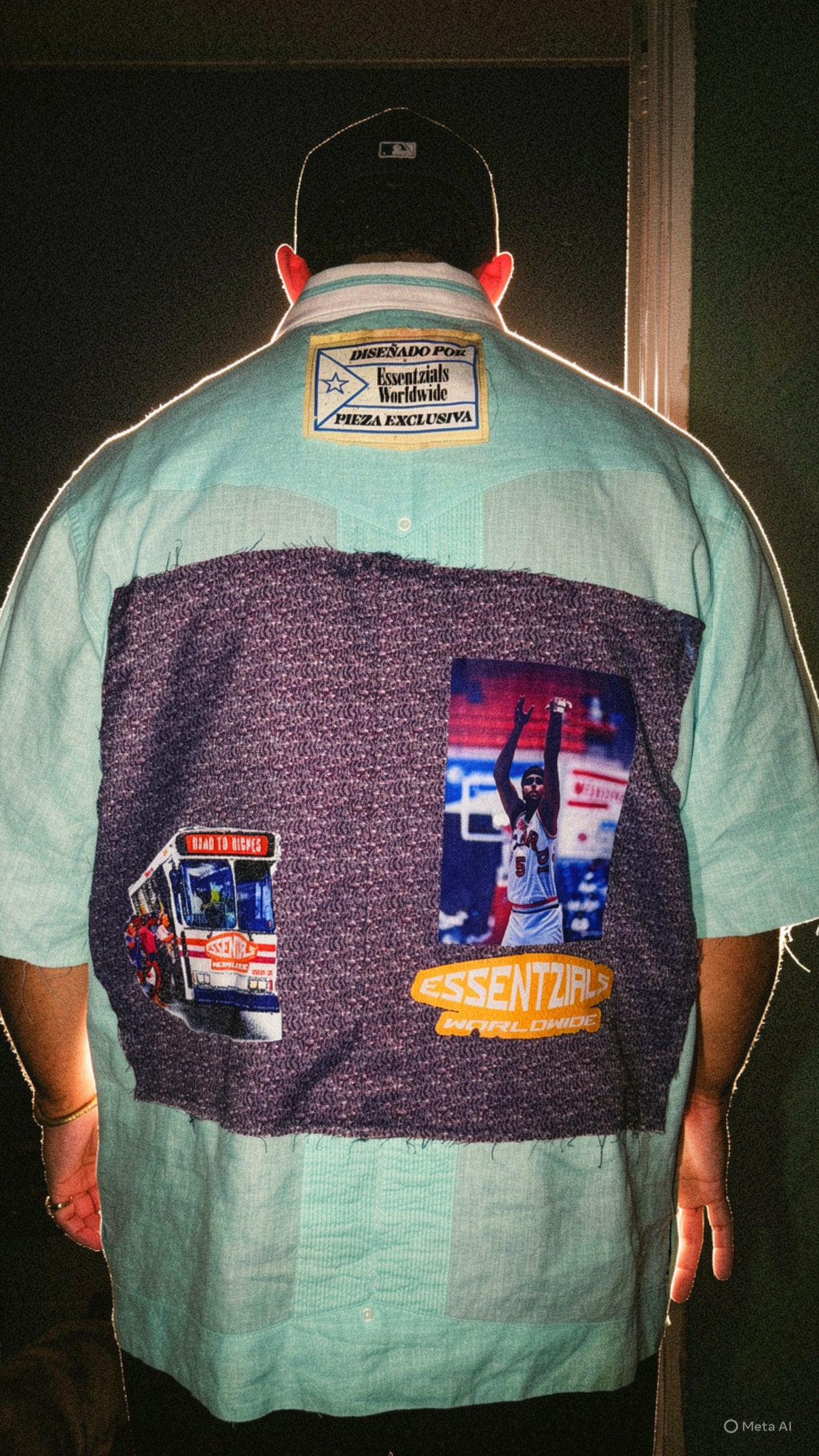 ESSENTZIALS PATCHWORK BUTTON UP