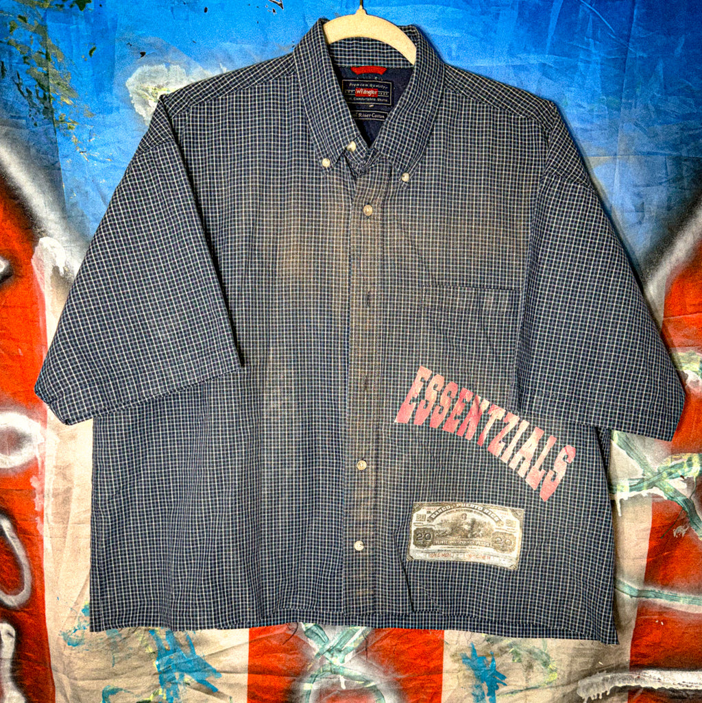 ESSENTZIALS REWORKED PATCHWORK SHIRT (BOXY CROP)