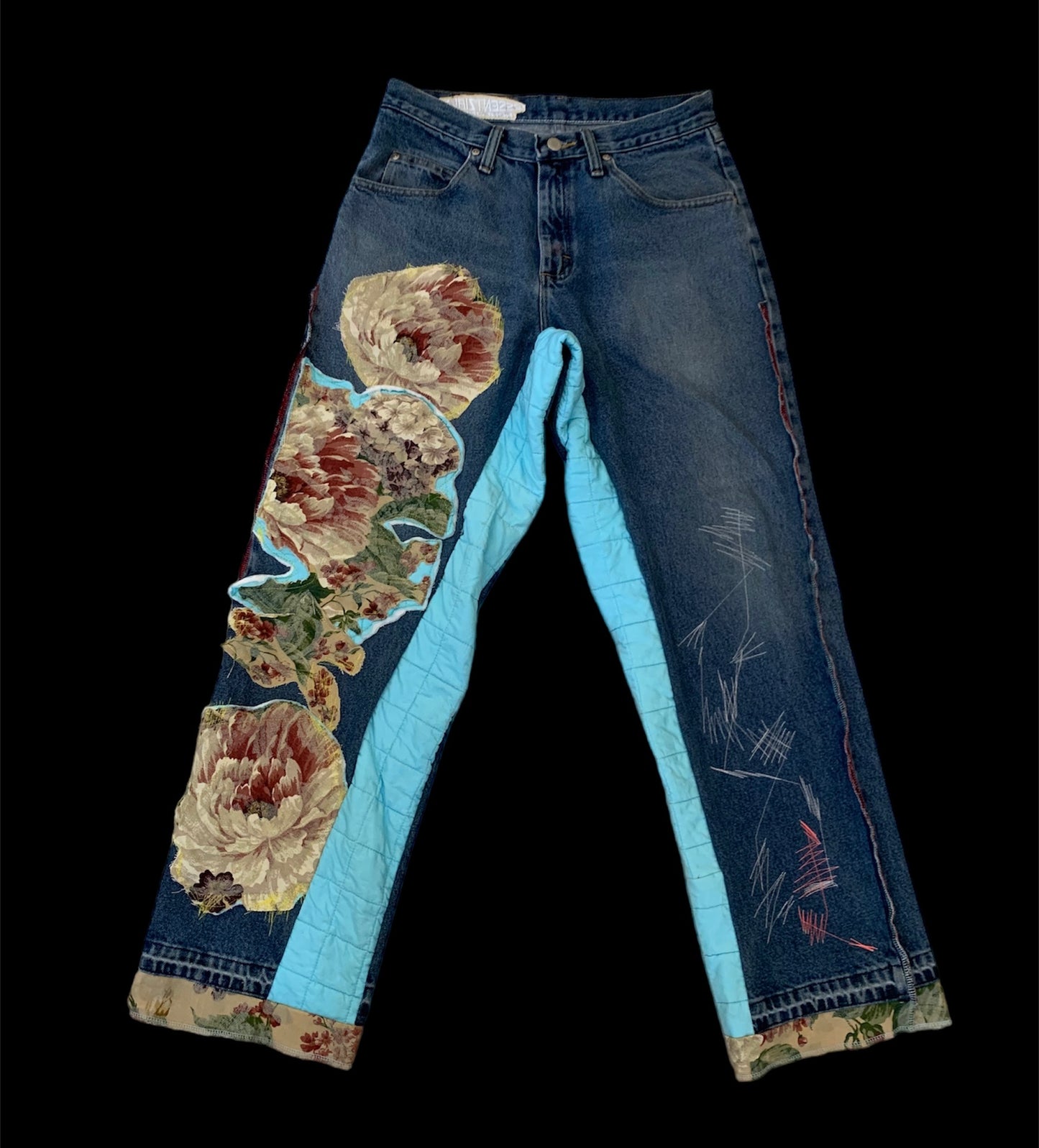 1/1 ESSENTZIALS FLORAL PATCH DENIM